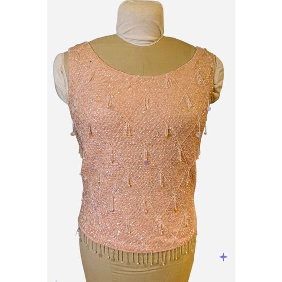 Vintage Sequin/Beaded Top Back Zip Sleeveless - Picture 1 of 5